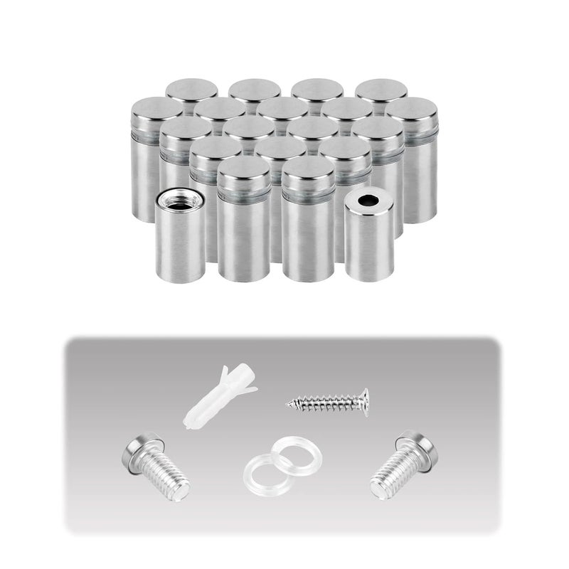 AOUVES Standoff Screws for Acrylic 1/2 x 1 inch Stainless Steel Wall Sign Silver Standoff Mounting Hardware 20 Pack - Image 1